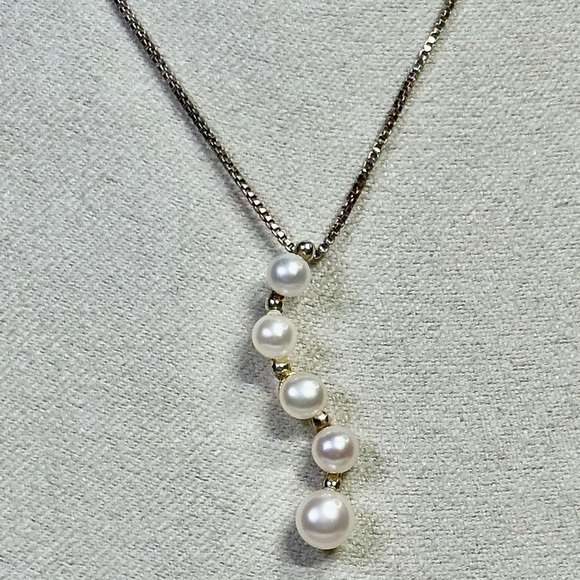 925 Sterling Silver Genuine Pearl Pendant Necklace 18” + 2” Lot#173 - Picture 1 of 11